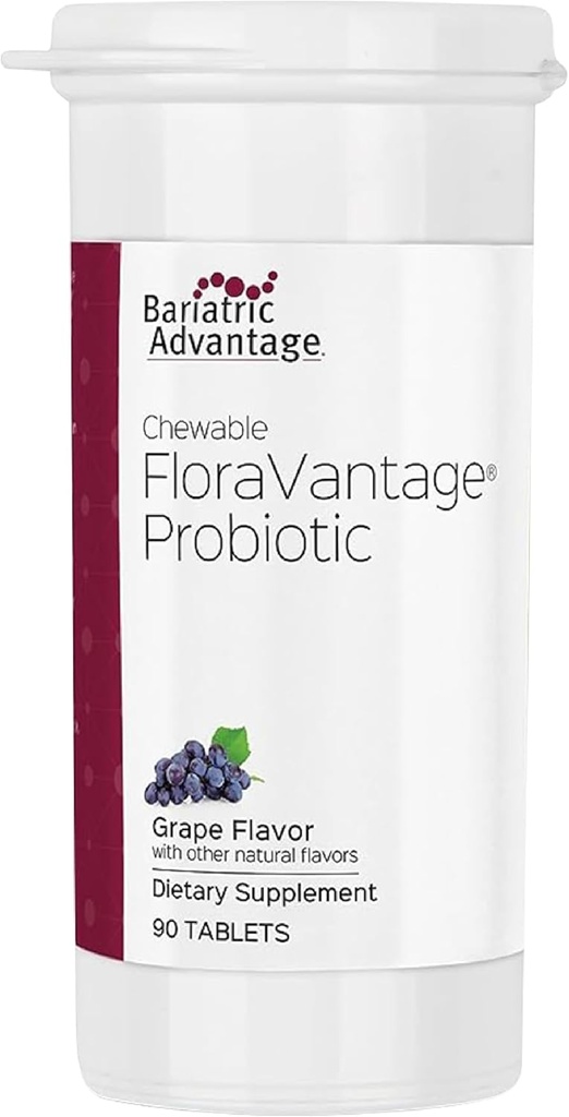 Bariatric Advantage Chewable FloraVantage Probiotic - 10 Billion CFUs - Probiotische Ergänzung - für Gut Health & Immunsystem - Vegetarisch & Glutenfrei - Grape Flavor - 90 Tabletten