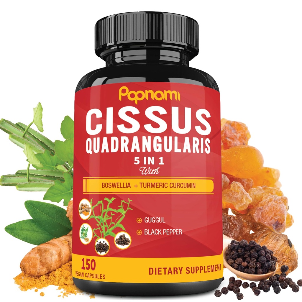 Premium Cissus Quadrangularis Kapseln mit Boswellia, Guggul, Turmeric, Black Pepper Extract - 150 Kapseln - 5 Monate Versorgung