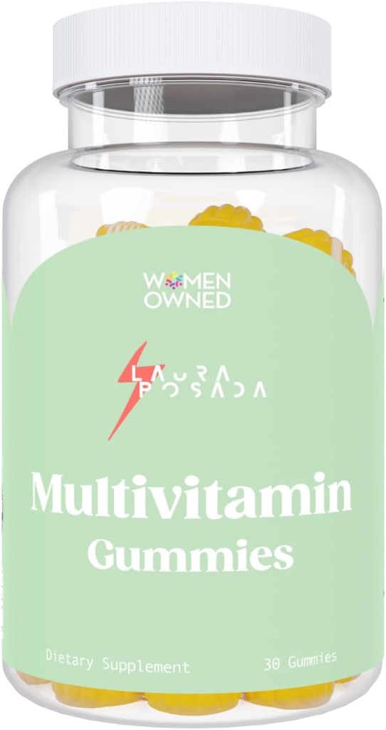 Laura Posada Multivitamin Gummies Nutrizione quotidiana Vitamine & Minerali Supporta Metabolismo &amp; Benessere generale Vitamine A, C, D, E & More! Metabolismo &amp; PMS 100% naturale Non OGM, 30 conteggio Made in USA