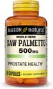 MASON NATURAL Saw Palmetto 500 mg, Unterstützt Prostata Gesundheit & Urinäre Funktion, 60 Kapseln