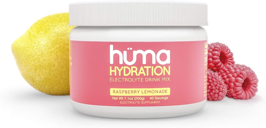 HUMA CHIA Hydration Drink Mix, Raspberry Lemonade 40 Servierungen - Niedrigkalorie, hochelektrolytisches Pulver - 100% natürlich, 1g Zucker, 10 Cal