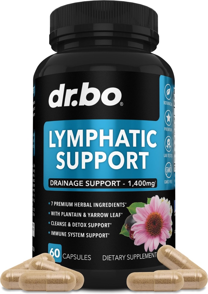 Integratori di drenaggio linfatico Pillole - Supporto linfatico Totale prodotti di pulizia di erbe con Echinacea Lymph System Support Supplemento per Nodi Legs & Neck - Lymph Node Detox Cleanse System Drainage
