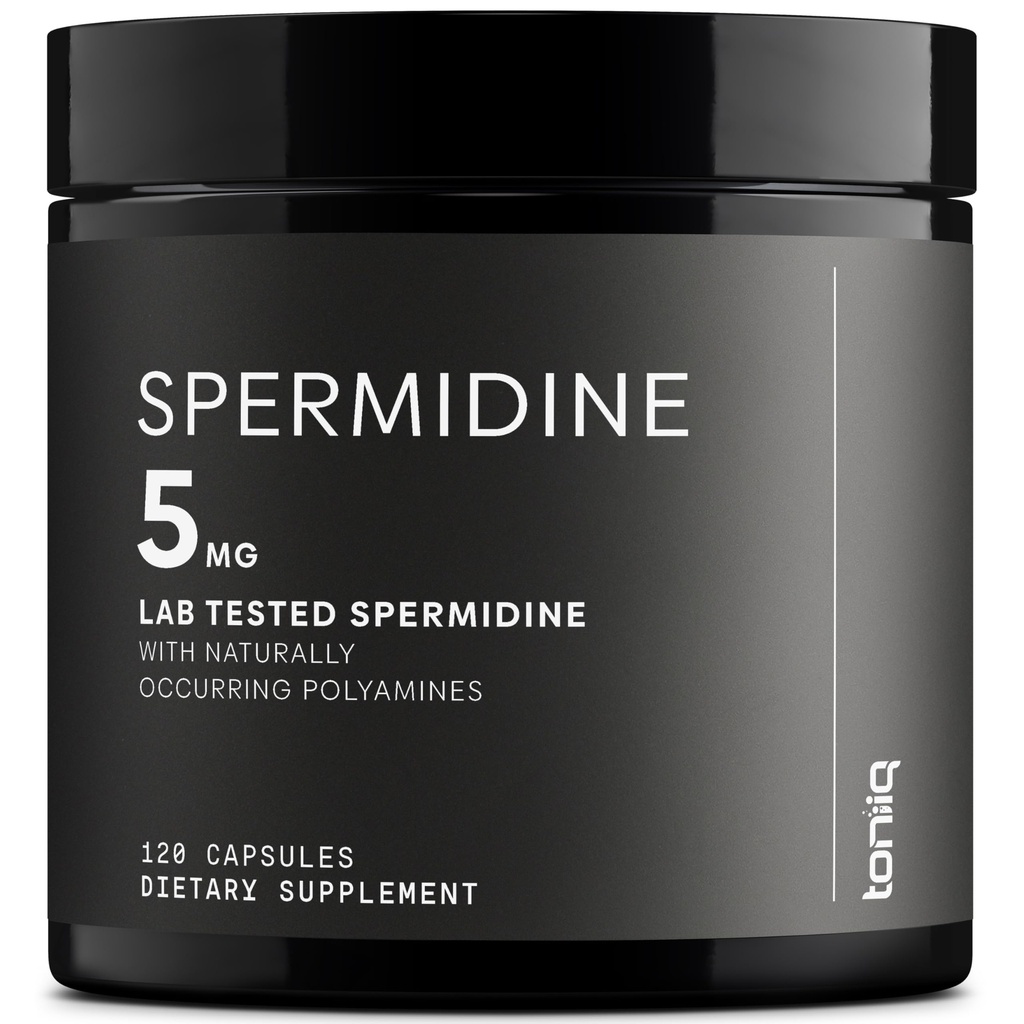 Toniiq Ultra Concentrated 500mg Spermidin Ergänzungen für Männer und Frauen - Non-Synthetic Spermidin Standardisiert auf No Less Than 1% - 5mg pro Servierreis Germ Extrakt