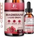 90% assorbimento Magnesio Glycinate gocce liquide con Citrato e Taurate, Magnesio Complesso 1200mg con GABA, L-teanina, D3 e B6 per calma, sonno, relax - Raspberry Flavor 1 Fl Oz (Pacchetto di 2)