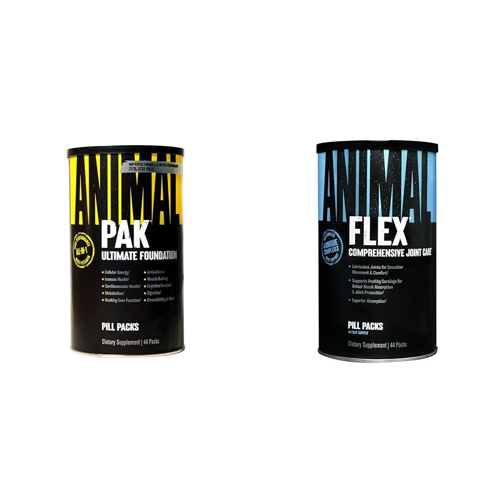 Animal Pak - Conveniente All-in-One Vitamin & Supplement Pack - Zinc & Flex –Complete Joint Support Supplement – Contiene curcumina della radice curcumina – Aiuta a riparare & ripristinare i giunti – 44 pacchetti