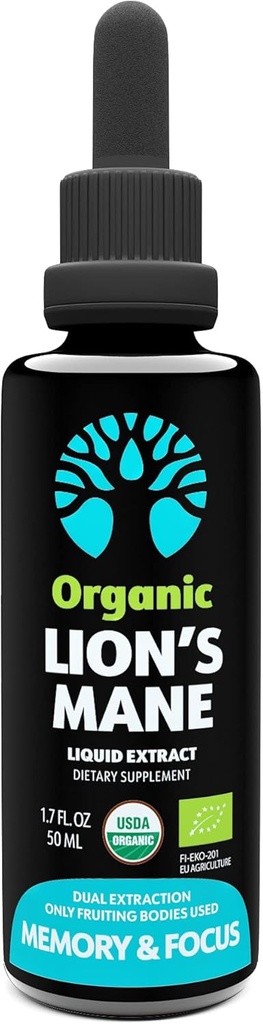 Bio Lion’s Mane Extract – 50 Portionen – Nur Fruchtkörper – Unterstützung für Gedächtnis und Fokus