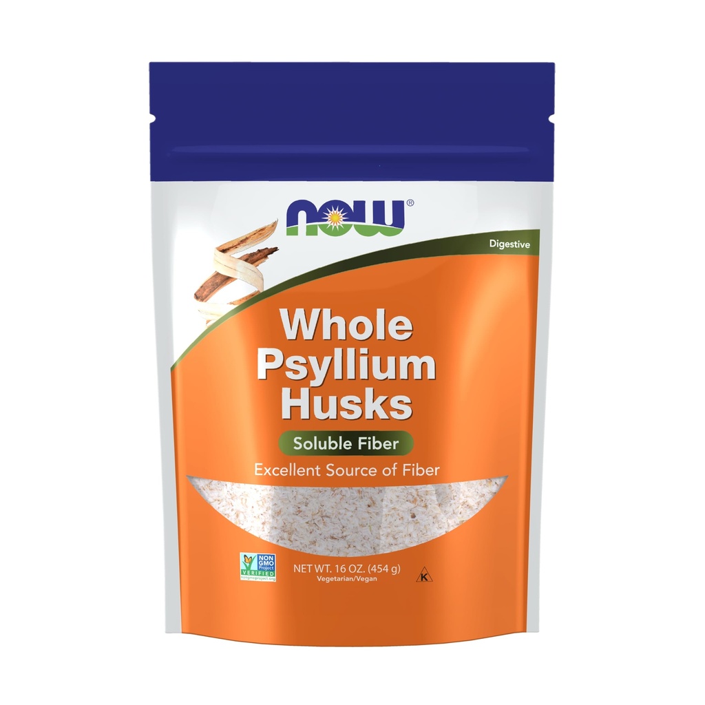 NOW Integratori alimentari, interi rischi di psillio, progetto non OGM verificato, fibra solubile, 16-unce