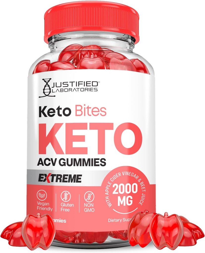 Keto Bits Keto ACV Gummies Extreme 2000MG Keto Bites Keto Gummis Apfel Apfelessig Formuliert mit Granatapfel-Blütensaft Pulver B12 Vegan Non GMO 60 Gummys