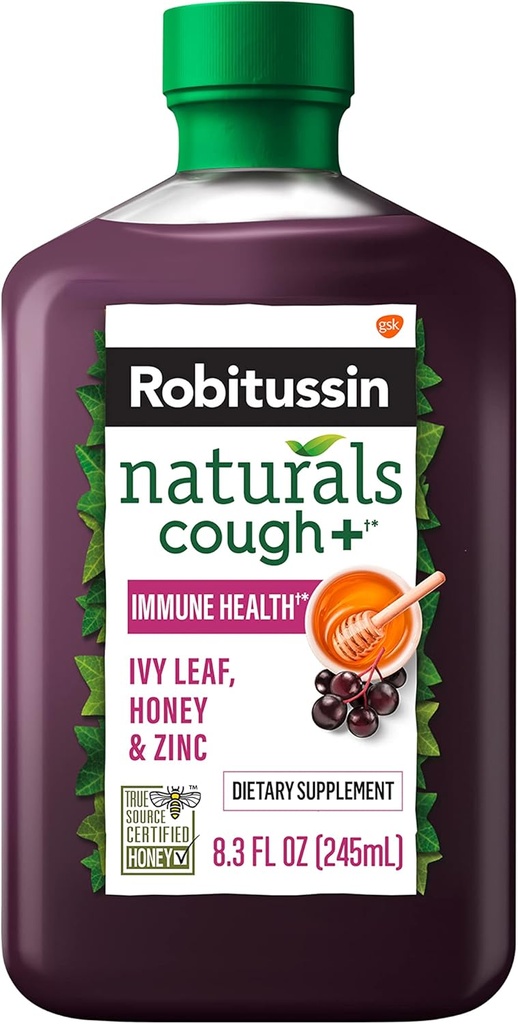 Robitussin Naturals Husten Plus Immun-Gesundheit Nahrungsergänzungsmittel für okziöse Hustenentlastung und Immununterstützung - 8.3 Oz