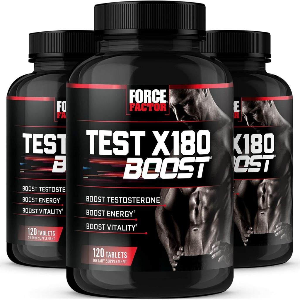 X180 Boost, Testosterone Booster e supplemento di energia per gli uomini, aumentare l'energia, aumentare la stamina e migliorare la vitalità, con acido D-aspartico e fieno greco, 120 conteggio (pacchetto di 3)