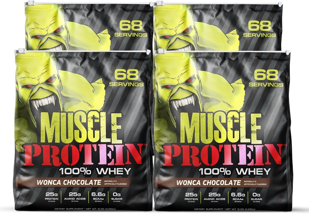 COLOSSAL LABS Muscle Whey Protein polvere di proteine aromatizzata, 25.000 mg di aminoacidi/Serving, filtrata a freddo (Packaging May Vary) (20 Pound (Pack of 4), Cioccolato)