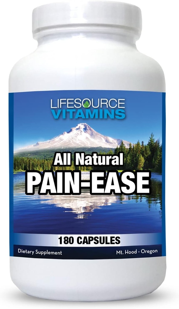LifeSource Vitamins All Natural Pain Ease – 20 Erbe e enzimi sinergici che naturalmente e sicuro supportano: mal di testa e migraine - Ginocchiere – Spalle – Giunti – Dolore alle gambe – Tensione