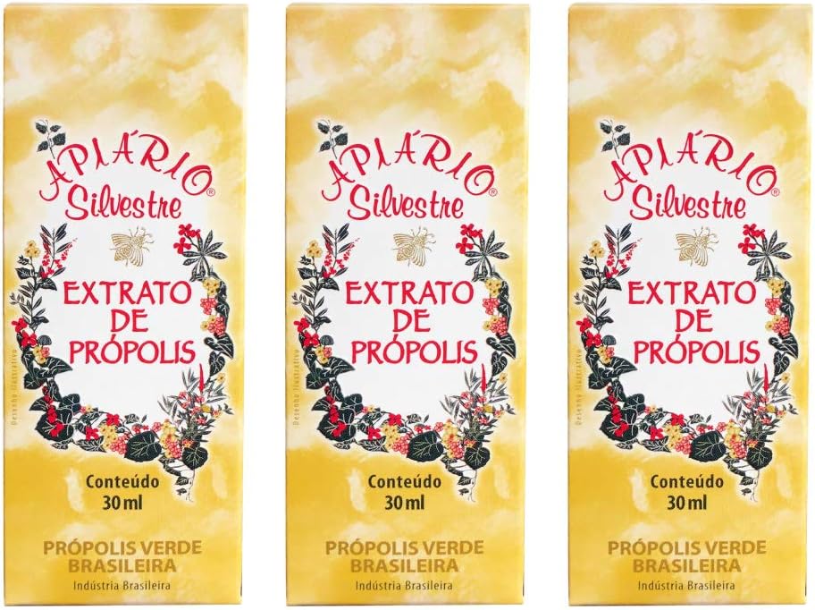 Official Distributor - 1 Bottle of Apiario Silvestre Brazilian Green Bee Propolis Liquid Cereal Alcoholic Extract 30 ml