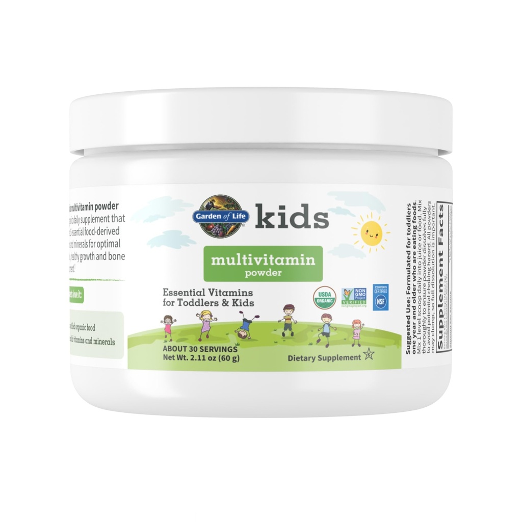 Giardino della vita Bambini polvere multivitaminica, Vitamine e minerali giornalieri per bambini e bambini - Polvere Multi del bambino organico con 15 vitamina C, D3, zinco per la crescita sana - senza glutine - 30 giorni di alimentazione