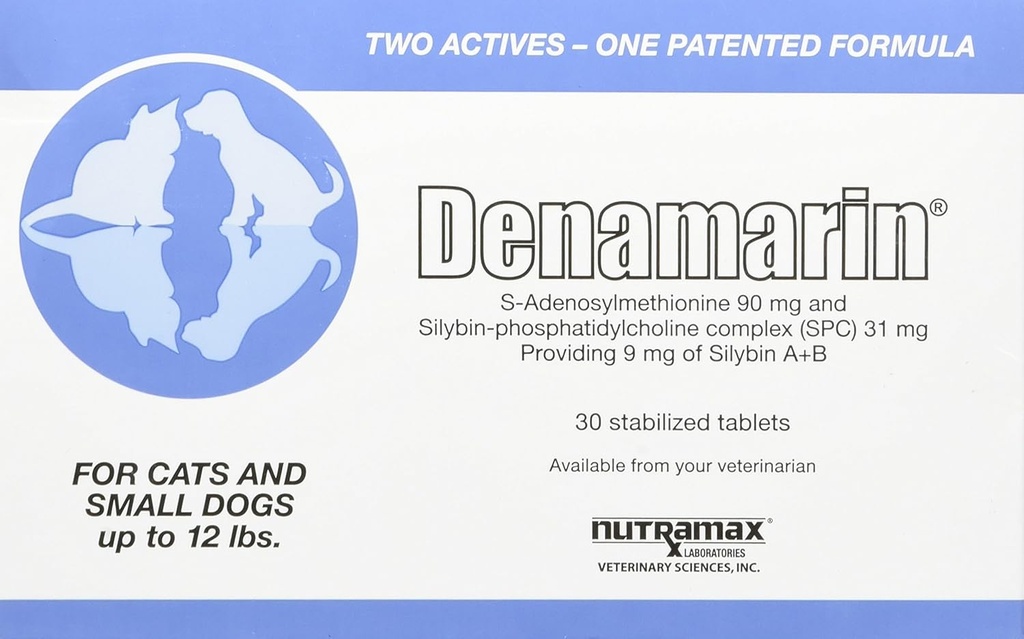 Nutramax Laboratories Denamarin Liver Health Supplemento per cani e gatti piccoli - Con S-Adenosylmethionine (SAMe) e Silybin, 30 compresse
