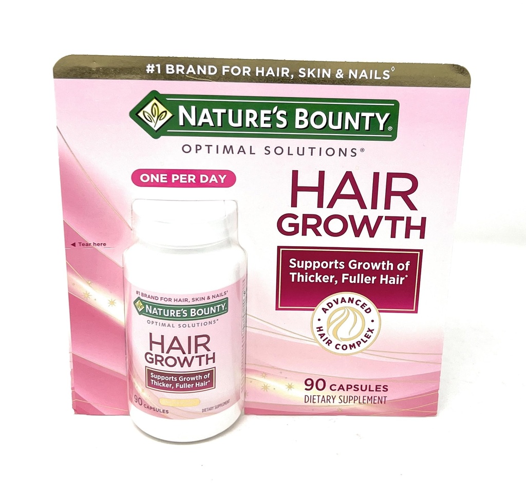 Integratore di crescita dei capelli Bounty della natura, 1 al giorno, clinicamente indicato per sostenere Thicker, capelli più pieni, con Biotina, Silicon & Arginina, 90 capsule