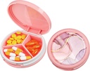 Serfeymi Petite Pill Box - 3 compartiments Pill Box portable pour la poche de la Purse, compact Mini cas de pilule de voyage - adapté à la médecine, vitamine, huile de poisson, suppléments - rose(Marble)
