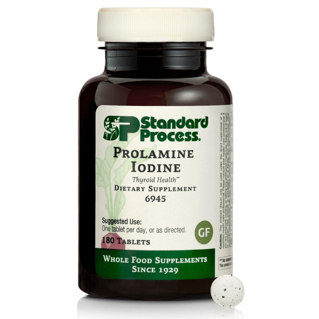 Standard Process Prolamine Iodine Thyroid Health Dietary Supplement - Vegan, Gluten-Free, Non-Dairy, & Non-Soy - Essential Endocrine Support - 180 Tablets