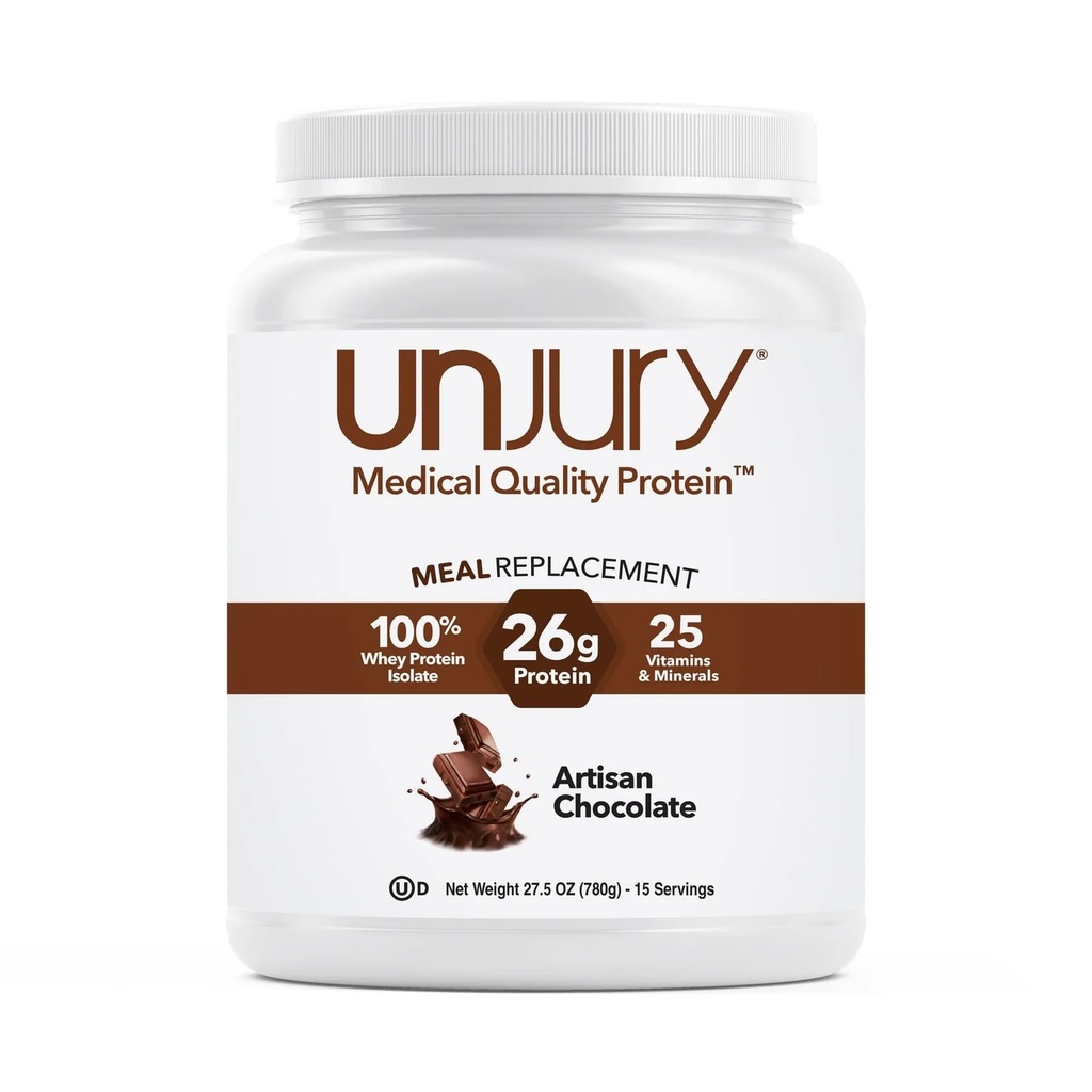 Unjury poudre de remplacement de repas au chocolat de 26g de protéines de 25 Vitamines et minéraux de 100 % de poudre de protéines de lactosérum de faible teneur en glucides et en sucre de 15 portions