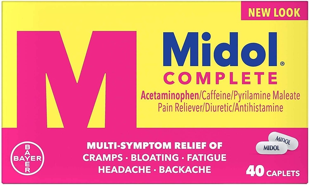 Midol Complete Maximum Strength Pain Reliever Caplets 40 ea (Pack mit 4)
