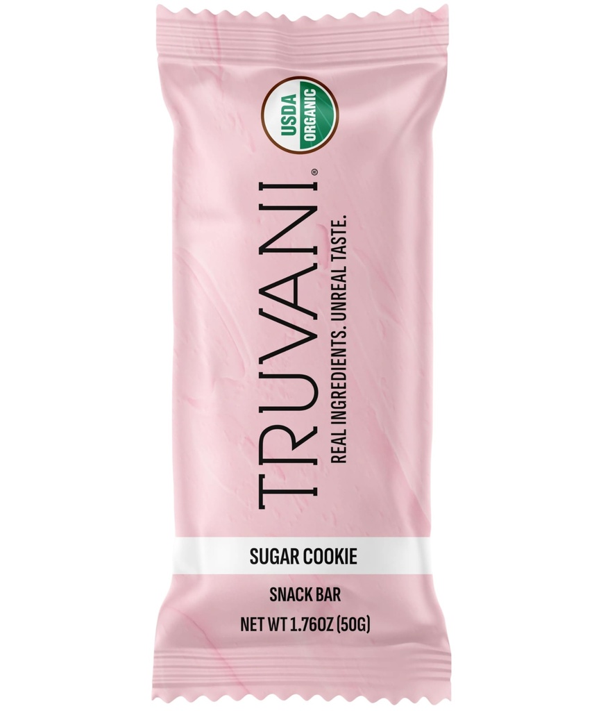 Truvani à base d'usine de snack Bars de sucre Cookie 1 Pack de 6g de protéines USDA biologique et végétalien Le seul bar de lait, de soja et sans gluten