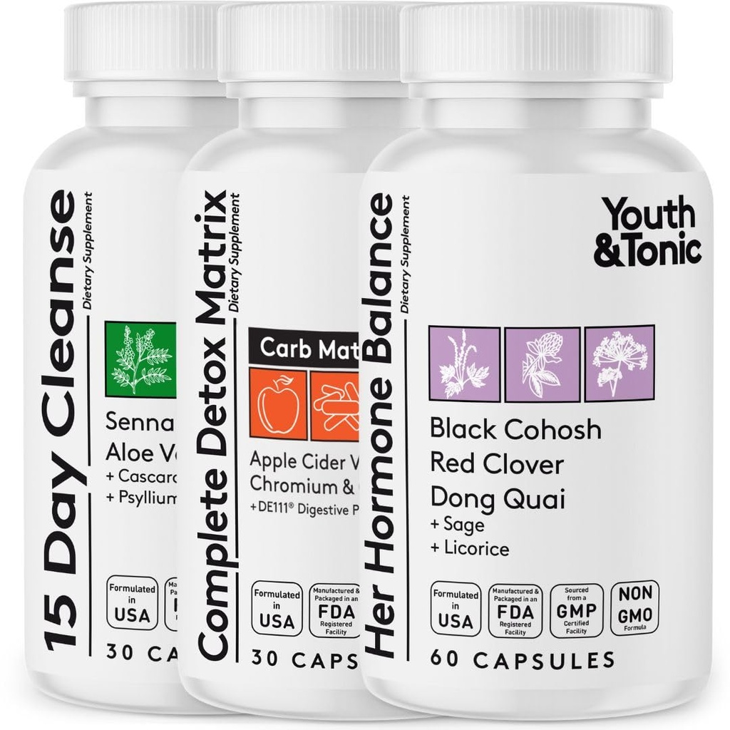 Pulitore del colon per la perdita dei rifiuti della pancia e la vita del ladro & Donna PMS & Menopause Pillole di sostegno del sollievo | L'equilibrio dell'ormone femminile e il supporto di Bloating per sentire più leggero e sano Detox del corpo Cleanse per l'energia