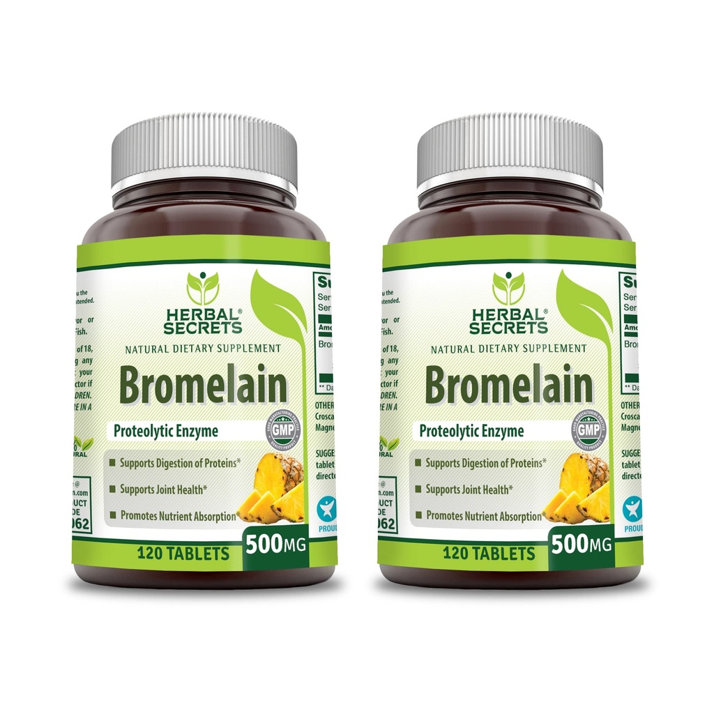 Herbal Secrets Bromelain 500 Mg 120 Tabletten Supplement | Paket von 2 | Non-GMO | Gluten Free | Made in USA