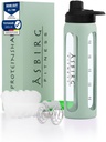 2.0 Fitness | Protein Shaker Made of Glass | Protein Shaker | Drinking Bottle | con Spiral Ball | 24 oz (Pastel Green)