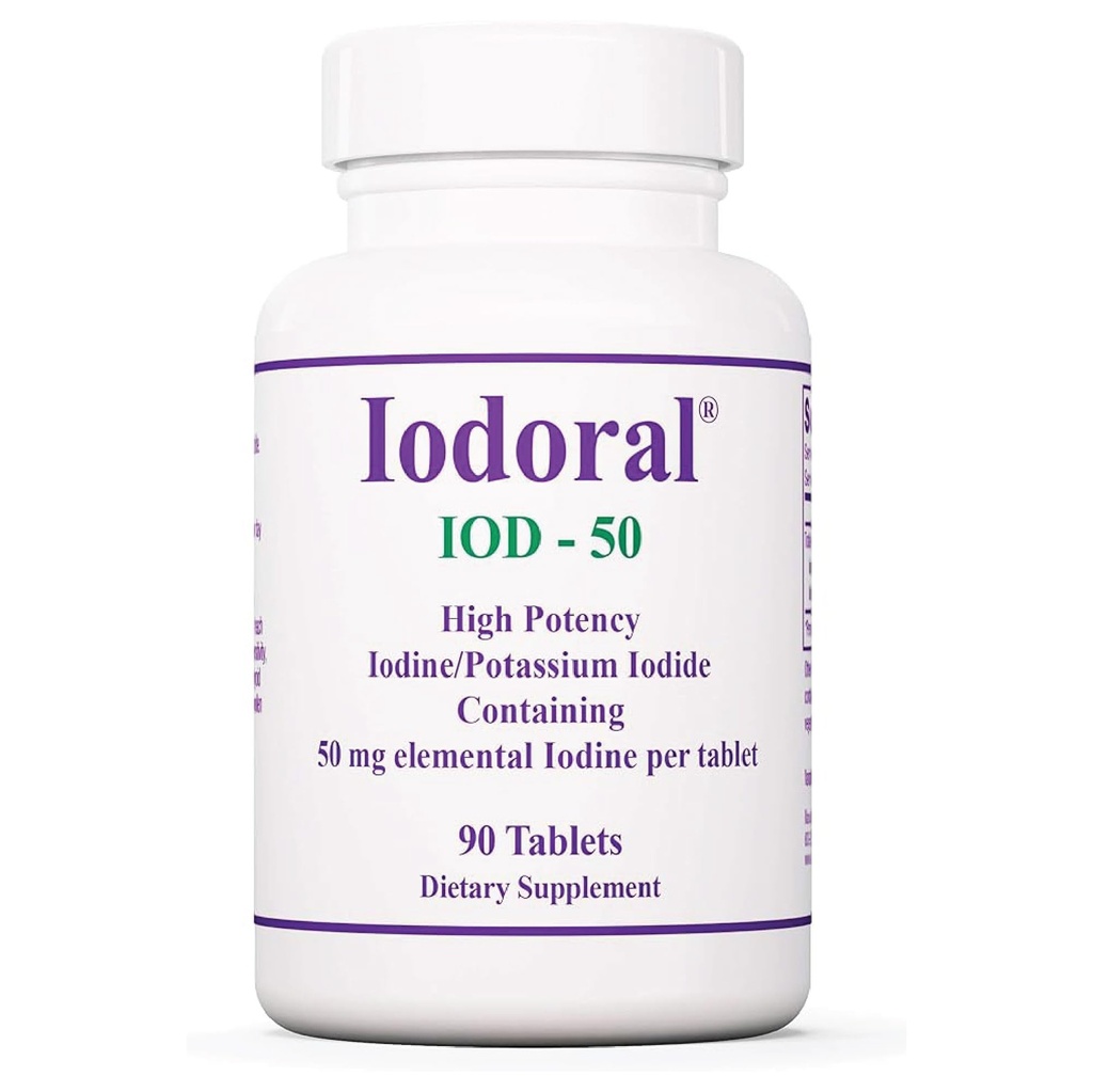 Optimox Iodoral 50 mg Supplement - Kalium-Iodid Tabletten, Schilddrüsen-Unterstützung, Tägliche Vitamine und Mineralien, Lugol's Iodine Lösung - 90 Count
