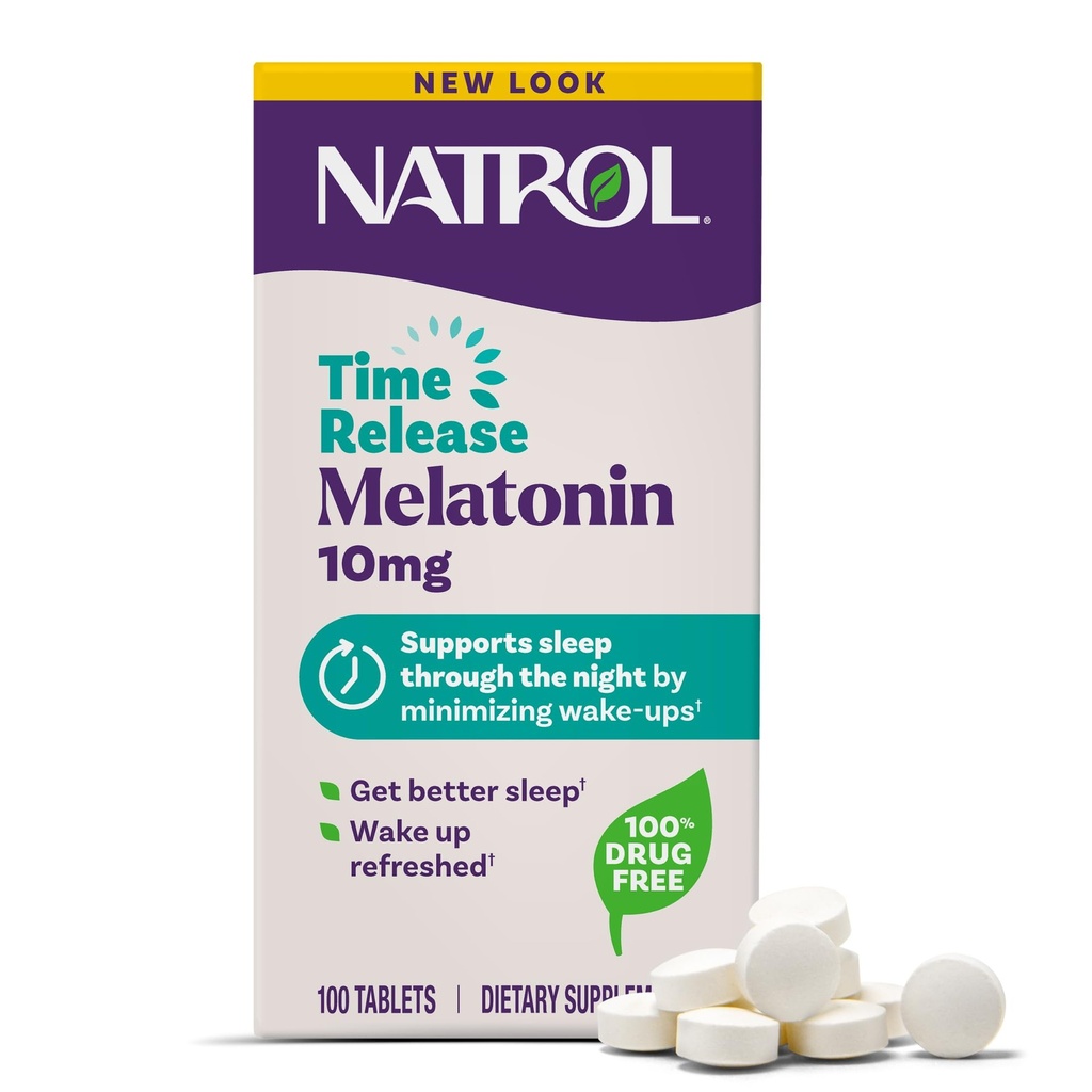 Natrol Melatonin 10mg Time Release Tablets, Supplemento dietetico del sonno per il sonno riposante, 100 Melatonin Time Release Tablets, 100 Servings