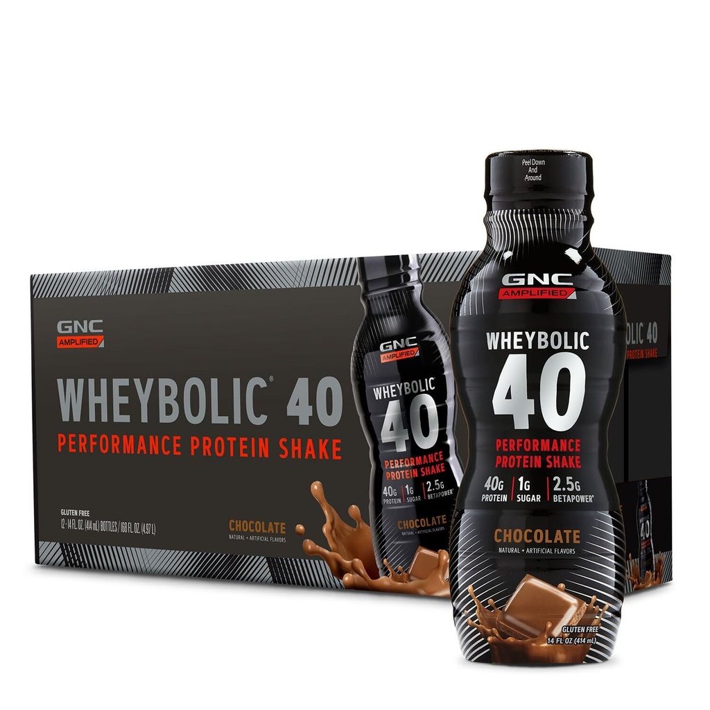 GNC AMP Wheybolic 40 - Cioccolato - 14oz. (12 bottiglie)