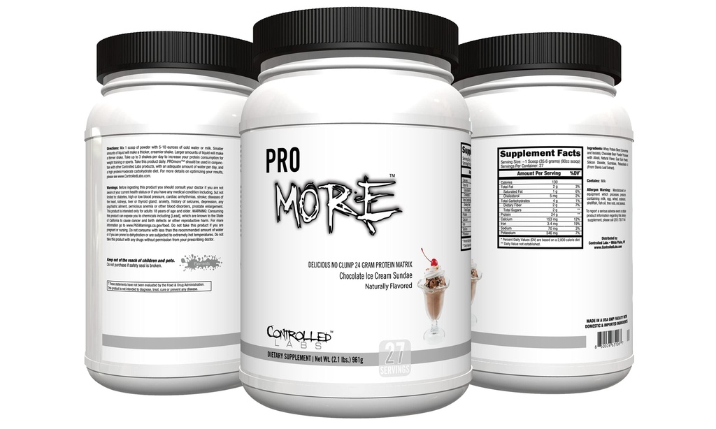 LABS CONTROLLED PROmore Protein Powder (27 Servings) - 24g Protein Per Scoop - 94% Sugar-Free, Premium Smooth-Drink Formula (Chocolate Ice Cream Sundae) (27 Serve, Chocolate Ice Cream Sundae)