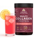 Antike Ernährung Collagen Peptide Pulver, Multi Collagen Protein, Frauen & Männer, Vitamin C, Probiotika, hydrolysiertes Collagen, Unterstützt Haut, Gelenke, Gut Health, Erdbeer-Lemonade, 24 Portionen