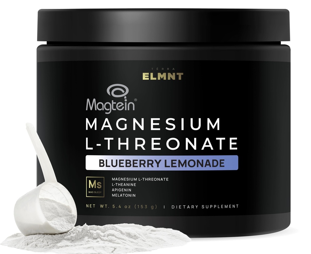 Polvere di L-Threonate di Magnesio di sonno tripla w. Apigenin, L-teanina + Melatonina - Magtein Magnesio L Threonate Supplemento - Magnesio ad alta resistenza per sonno profondo e sonno naturale calmo per gli adulti