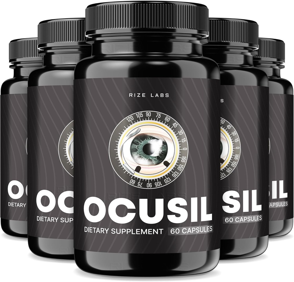 Rize labs Ocusil Capsules, Support Eye Supplement, Lubrificante per migliorare la concentrazione e la messa a fuoco, pillole naturali per gli occhi sani, vista - Confezione da 5 (300 capsule)