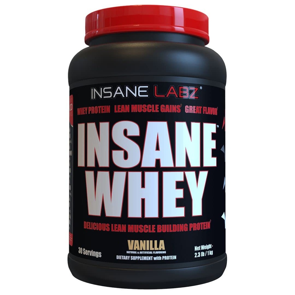 Insane Labz Insane Whey,100% Muskelaufbau Whey Protein, BCAA Amino Profil, Masse Gainer, Meal Replacement (Vanilla, 30 Portionen)