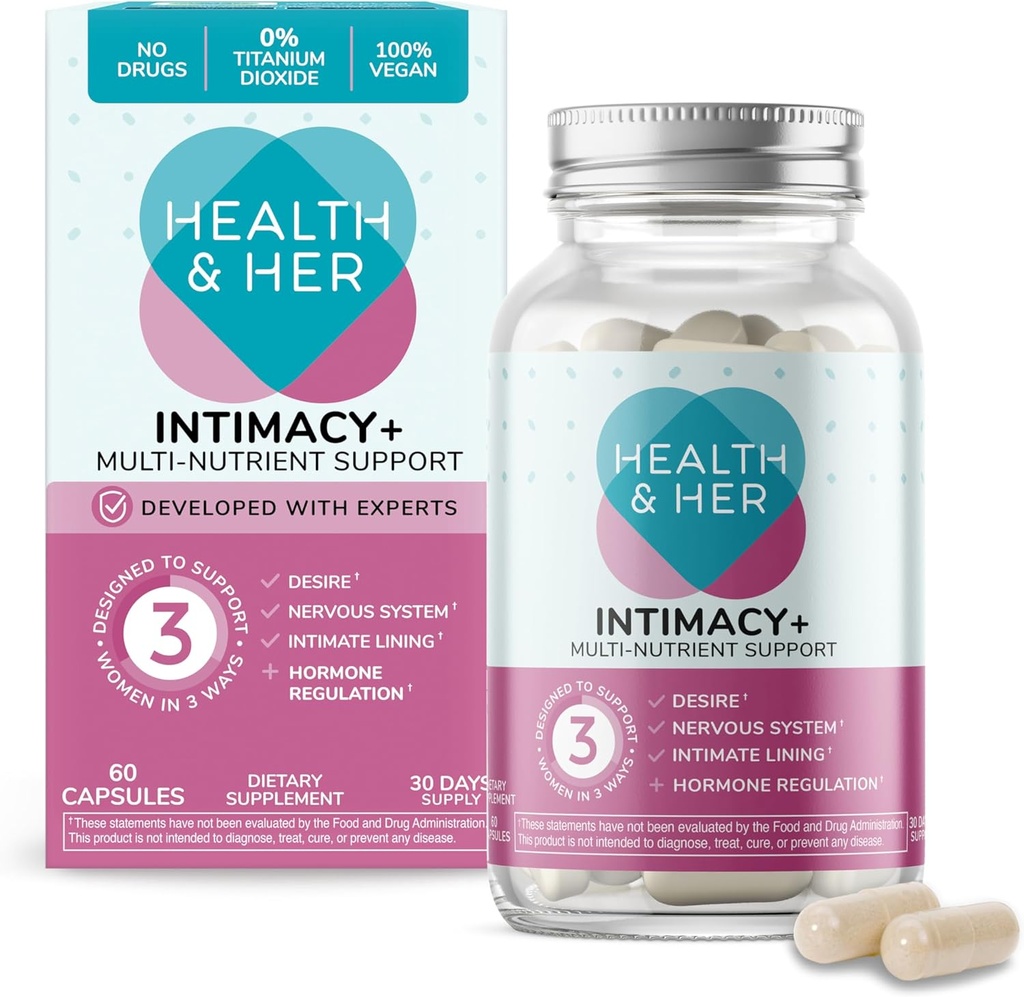 Health & Her Intimacy+ Multi-Nutrient Supplement Unterstützung für Frauen - Enthält Maca Root und Tribulus, um Sie wieder zu entdecken, Vegan (60 ct -1 Monat)