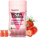 Haarwachstum Gummi mit Biotin 10.000mcg - Vegane Haar Vitamine Gummy für Yor Gesundes Haar, Haut & Nails, Hinzugefügt B-Komplex, Vitamin D, Vitamin A & Zink - Haarergänzung für Frauen Männer (60, Erdbeere)