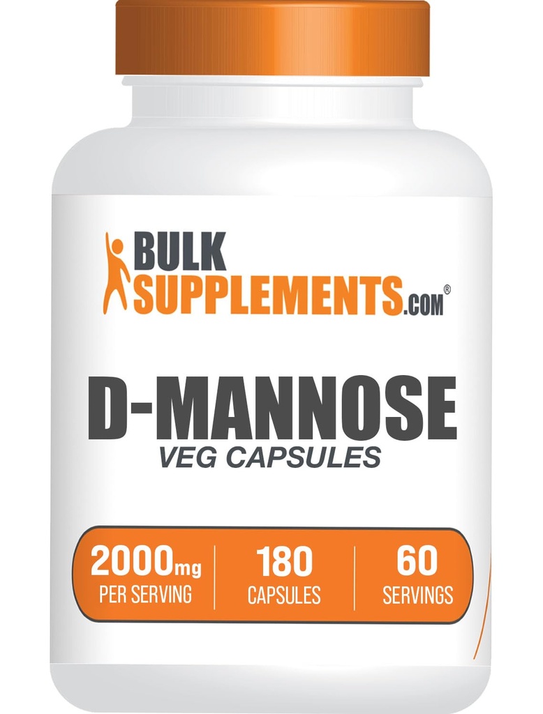 BulkSupplements.com D-Mannose Kapseln - D-Mannose Ergänzung, für Urinary Tract Support - Vegan & Glutenfrei, 3 Kapseln pro Servierung (2000mg), 180 Zähler (Pack von 1)