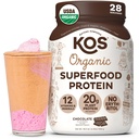 KOS Vegan Protein Powder Erythritol Free, Chocolate - Organic Pea Protein Blend, Plant Based Superfood Rich in Vitamine & Minerali - Keto, Dairy Free - Meal Sostituzione per Donne & Uomini, 28 Serve