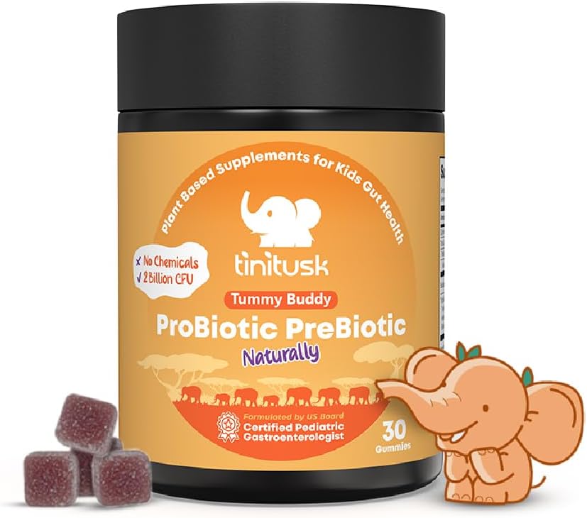 Tummy Buddy Kids Probiotic Gummies 3 in 1 Probiotics Prebiotic & Postbiotic für Verdauungs- und Immununterstützung für Kinder – Vegan, Gluten und Allergen frei