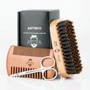 Bartbürste, Comb und Scheren Set für Herren Bartpflege - Boar Bristle Hair Brush & Wooden Comb & Edelstahl Scheren - Bart Styling, Grooming & Shaping Tools