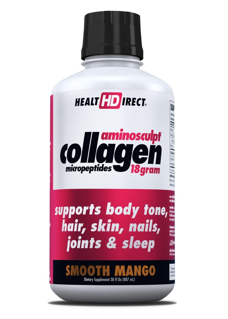HEALTH DIRECT AminoSculpt Supplemento al collagene senza zucchero - Proteine ad alta potenza per capelli, pelle, unghie e articolazioni, Grass-Fed, Non OGM, Liquid Collagen - Mango liscia - 30 Fl Oz
