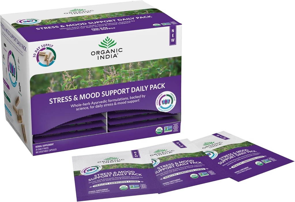 Bio Inde Organic Stress & Mood Support Daily Packs Box, 6 CT
