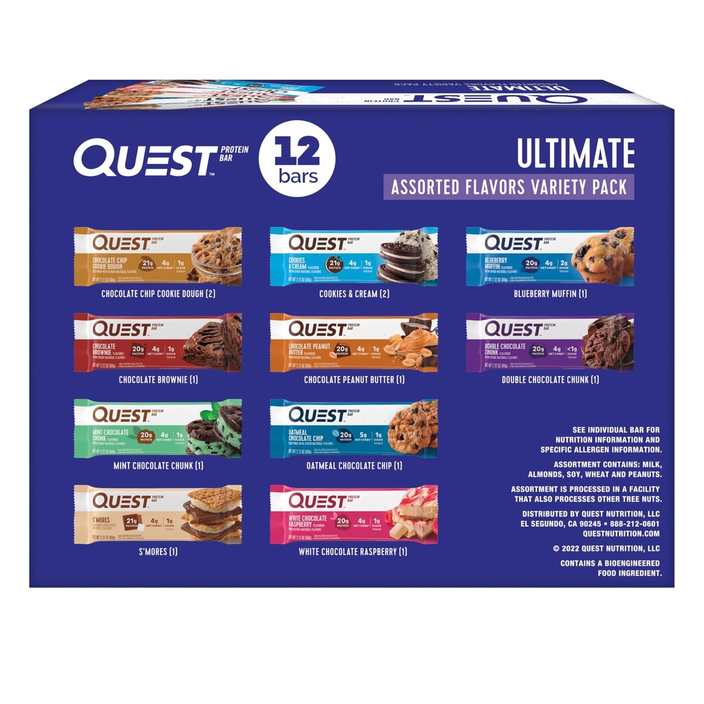 Quest Nutrition Ultimate Variety Pack Protein Bars, High Protein, Low Carb, Glutenfrei, Keto Friendly, 12 Count