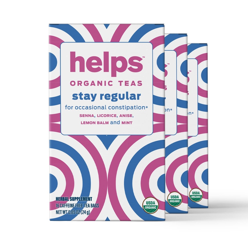 HELPS TEAS | Hilft regelmäßigen Tee | Organic Blend von Senna, Licorice, Anise, Zitronenbalm und Mint zu bleiben. Relieves Occasional Constipation | Laxative und Draining Effect | Pack of 3