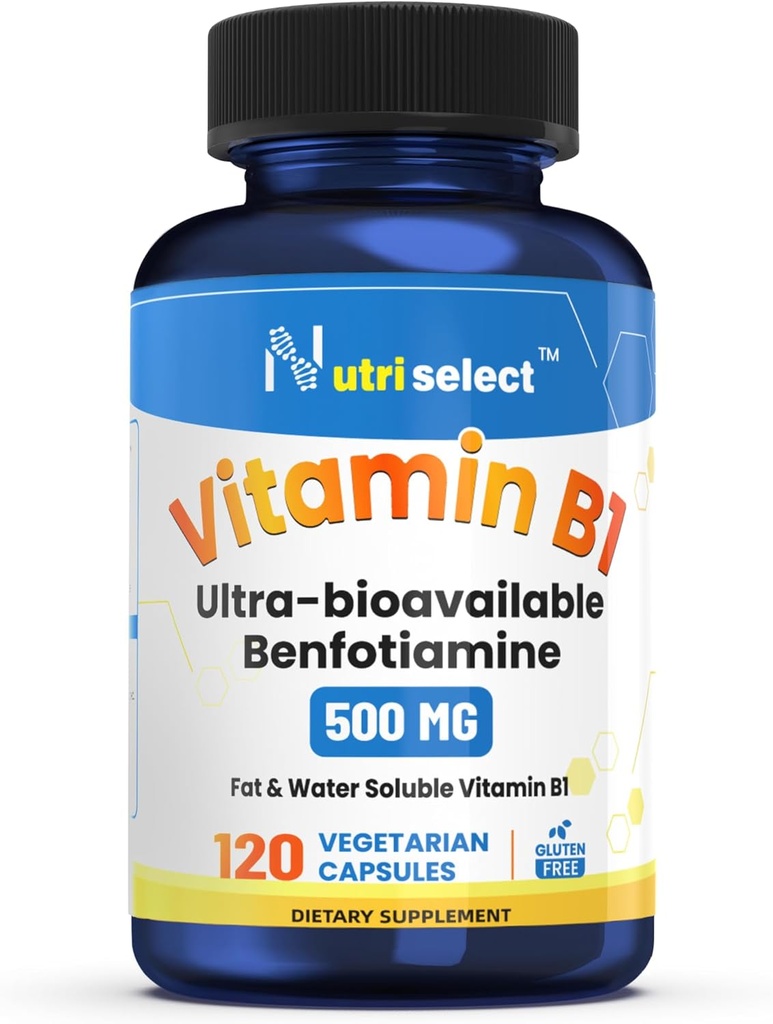 120 Kapseln mit 500 mg Vitamin B1, formuliert mit Benfotiamin, und ist Non-GMO, Vegan und Glutenfrei (1)