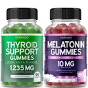 Schilddrüsen-Unterstützung für Damen und Herren (90 Gummi) Unterstützungsergänzung - Delicious Apple Flavor - Melatonin Gummies für Erwachsene (180 Count) - Quick Dissolve Melatonin 10mg Gummies - Non GMO, Vegan & USA Made