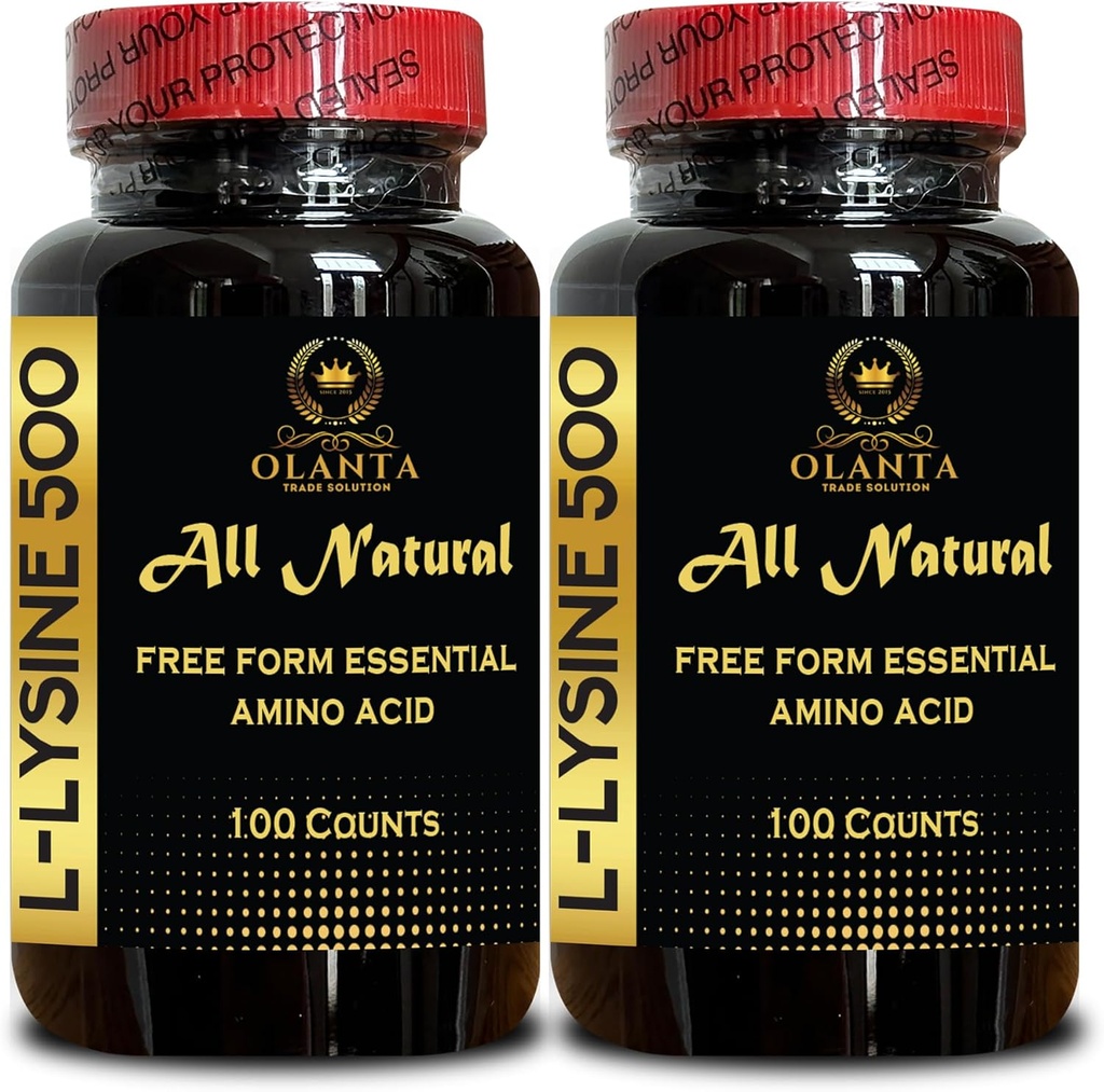Supplément L-LYSINE Amino ACIDS - Mélange de bien-être quotidien complet pour les hommes et les femmes, réponse au stress, acides aminés de forme libre, supplément L-Lysine - 2 bouteilles 200 Compte