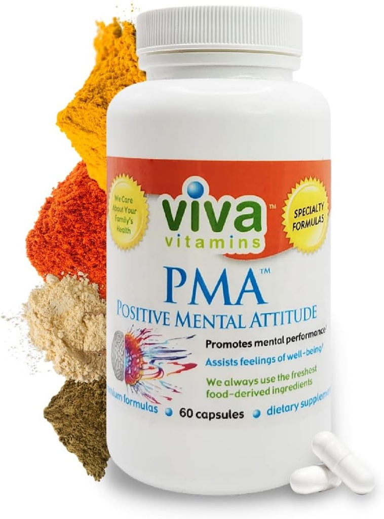 Vitamines Viva Attitude mentale positive APM - Supplément de soutien de l'humeur - Pilules d'humeur - Cable sync Enhancer de l'humeur - Supplément pour une bonne humeur - 60 capsules